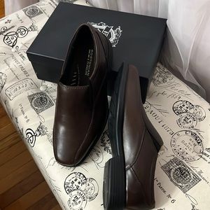 Brown slip on loafers
